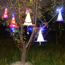 Chapéus de festa Halloween ornamento LED brilhante bruxa luz chapéu traje headwear adereços ao ar livre pendurado decoração árvore casa jardim