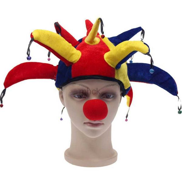 Sombreros de fiesta Fiesta de Halloween Cosplay Sombrero de payaso de lujo con campana Decoración de Halloween Mostrar tocado Divertido disfraz Bola Cosplay Jester Cap Tiaras HKD230807