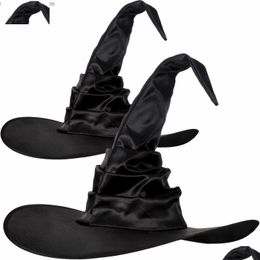 Chapeaux de fête Halloween chapeau de sorcière noir pliant maquillage pour femmes accessoires de jeu de rôle décoration accessoires de vêtements de carnaval Z230809 Drop de Dhtcm