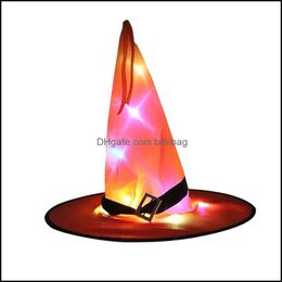 Party Hats Halloween Witch Hat Led Wizard Hats Bandage Cap Party Decorations Ball Activity Supplies Aankomst 4 5cy D2 Drop Delivery H DHWXK