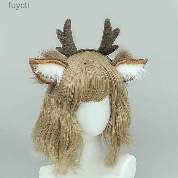 Chapeaux de fête Japon Lolita cheveux cerceau en peluche cerf oreille bois bandeau cheveux cerceau Cosplay accessoire bandeau cheveux coiffure décor de noël accessoire de cheveux YQ240120