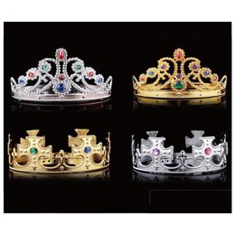 Chapeaux de fête Kid King Queen Princess Tiara Crystal Crown Coiffre Bandwear for Children Day Girls Boys Christmas Supplies C5668322183 DHQZ7