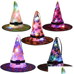 Chapeaux de fête LED Halloween chapeau suspendu brillant sorcière décoration festive casquette livraison directe fournitures de jardin à domicile Dhgarden Dhjuk