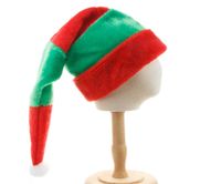 Chapeaux de fête allongés rayures rouges et vertes en peluche décoration de vacances de Noël adulte elfe clown incurvé l221012