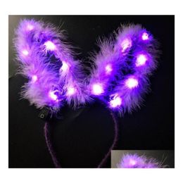 Feestmutsen Luminous Feather konijn oren hoofdband hoofdtooi feestvieringen 6 kleuren optionele gb620 drop levering dhbfa