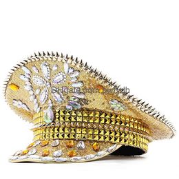 Chapeaux de fête Luxury Femmes Steampunk Military Hat avec Gold Rivet Queen Sequin Burning Sergeant Rave Festival Bachelorette Drop Livrot otp8l