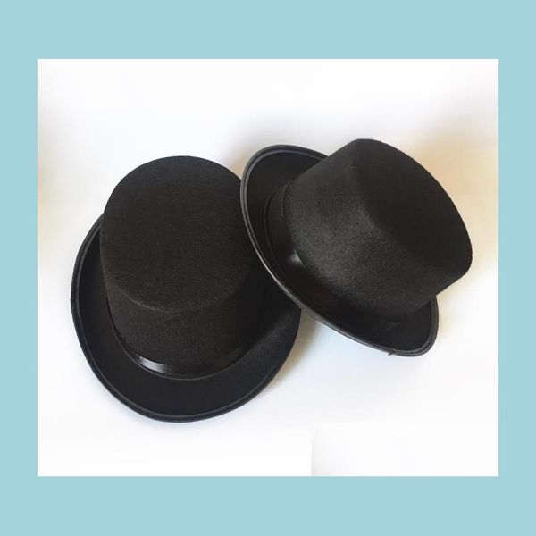 Sombreros de fiesta Mago Divertido Negro Satén Fieltro Niños Sombrero de copa Vestir Disfraces Lincolns Cap para niños Caballero Entrega de gota Inicio Gar Dhxtq