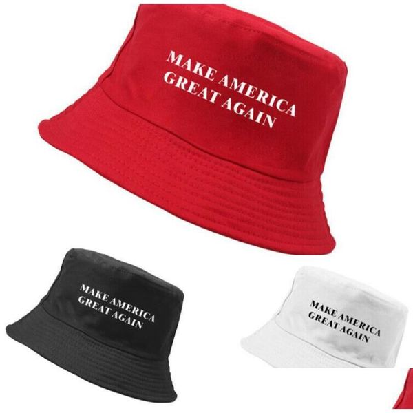 Sombreros de fiesta Make America Great Again Hat Donald Trump Bucket 3 Color Hombres Mujeres Verano Kka6637 Home Garden Festive Party Supplies OTP5Z