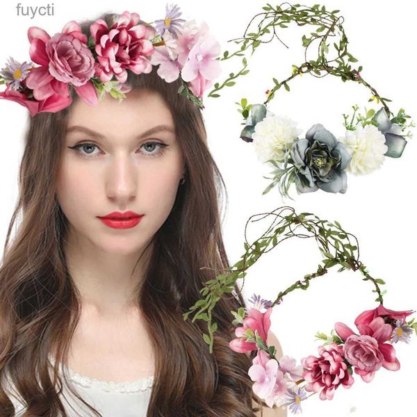 Sombreros de fiesta Nueva diadema de flores para mujer Big Daisy Corona floral Boda Boho Guirnalda Flores para el cabello Novia Headwear Accesorios para el cabello de playa YQ240120