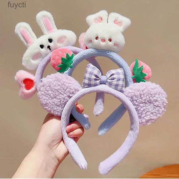 Chapeaux de fête Nouveau coréen corail polaire mignon lapin bandeaux filles fraise belle Animal ours oreille bandeaux ornement cheveux accessoires cadeau YQ240120