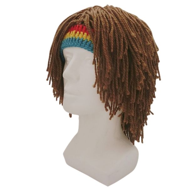 Sombreros de fiesta Rasta Peluca Gorro Beanie Hat Jamaica Rasta Gorro hecho a mano Reggae Dreadlocks 220823