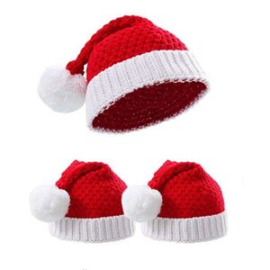 Chapeaux de fête Chapeau de Père Noël Rouge Blanc Tricoté Hiver Pom Bonnet Caps Doux Pour Garçons Filles Adts Drop Livraison Maison Jardin Festif Sup Dhrqf