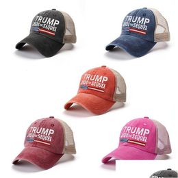 Chapeaux de fête Trump 2024 Casquette de baseball brodée avec sangle réglable 5 couleurs Drop Livraison Maison Jardin Fournitures de fête Dhwxk