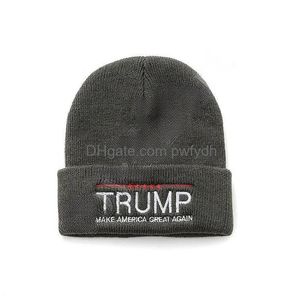 Chapeaux de fête Trump Bonsieur Hiver Broderie chaude chapeau unisexe tricot-tricot Drop Livraison du jardin Fournitures festives DH7R0