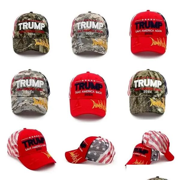 Sombreros de fiesta Trump Hat 2024 Gorra de elección presidencial de EE. UU. Take America Back Caps Velocidad ajustable Rebote Algodón Deportes Malla Cpa4309 D Dh3Ht