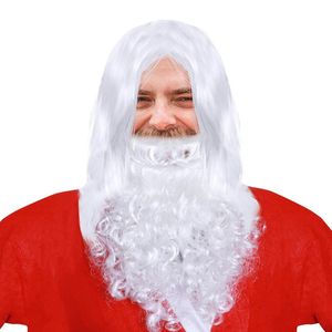 Fête Chapeaux Winomo Deluxe White Santa Santa Fantaisie Costume Wizard WIG et Beard pour Cosplay de Noël