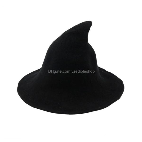 Sombrero de fiesta sombrero bruja diversificado a lo largo de la gorra de lana de oveja de tejer pescador femenino femenina de cuenca puntiaguda para el año fiscalía fiduciar