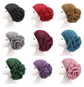 Chapeaux de fête femmes élastique paillettes grande fleur Turban Beanie dames Protection des cheveux chapeaux 12 couleurs C423