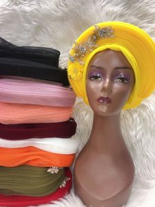 Chapeaux de fête femmes Headtie Net qualité casquette africaine Bonnet chapeau Turban pour les femmes AutoGele Turban conception avec fleur 231026