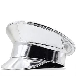 Chapeaux de fête Femmes Hommes Argent Cuir Chapeau Militaire Allemagne Officier Visière Casquette Armée Chapeau Corticale Casquette Cosplay Halloween Chapeau Chapeau de fête 231007