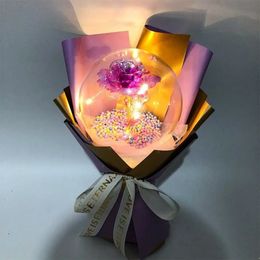 Party Home Decor Valentijnsdag Kerstmis Bobo Ball Color Golden Flower Rose Led Light Emitting Decoration Gifts FY5725