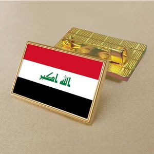 Épingle de drapeau irakien de fête 2.5*1.5 cm en alliage de Zinc moulé sous pression en Pvc couleur enduit or insigne médaillon rectangulaire sans résine ajoutée
