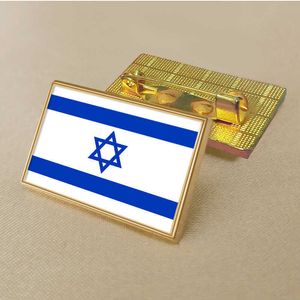 Party Israel Flag Pin 2.5*1,5 cm Zink Gestoten PVC Kleur gecoate gouden rechthoekige medaillonbadge zonder toegevoegde hars