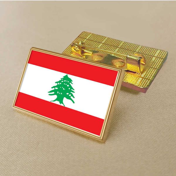 Épingle de drapeau du parti liban 2.5*1.5 cm en alliage de Zinc moulé sous pression en Pvc couleur enduit or insigne médaillon rectangulaire sans résine ajoutée