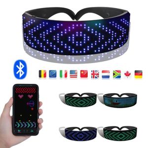 Party LED DJ Bluetooth DIY Lumineux Rave Party Lunettes Changer Dynamiquement Verre Neon Party Light Up Costume Party Lunettes Brillantes