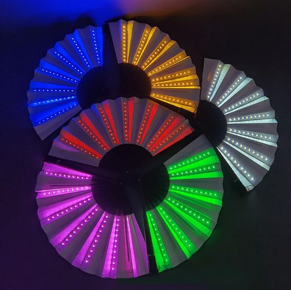 Party LED Fan Lumineux Stage Performance Show Light Up Fan Enfants Fête d'anniversaire Cadeau Mariage Night Bar Club Accessoires Fluorescents 6 Couleurs