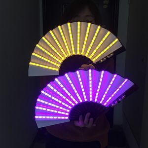 La fête à la fête Luminous Glow Chinois Hand Fan Fan Show Light Up Gift Bar Barning Wedording