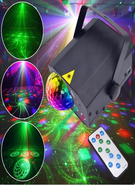 Luces de fiesta Bola de discoteca DJ Luces de discoteca para habitación Luces de escenario de boda Proyector giratorio láser Sonido estroboscópico activado con control remoto 8427112