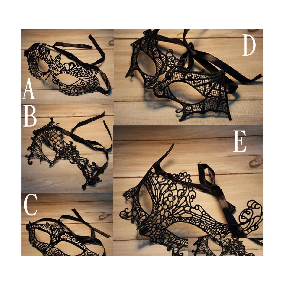 Party Mask Lace Halloween Masks Lovely Venetian Masquerade Decorations Half Face Lily Woman Lady Sexy Mardi Gras For Christmas Gift Dhptz