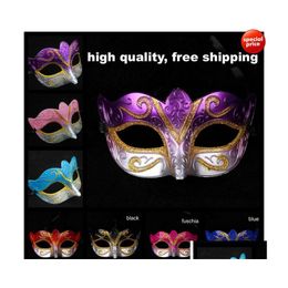 Máscara de fiesta Máscaras Veneciana Mascarada Halloween Sexy Carnaval Danza Cosplay Regalo de boda de lujo Mezcla de color Entrega de entrega Eventos Suministros Dhhqd