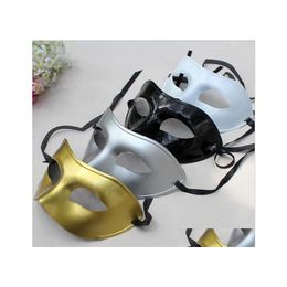 Feestmasker heren maskerade fancy jurk venetiaanse maskers plastic half gezicht optionele mticolor zwart wit goud druppel levering bruiloftsavond dh3ak