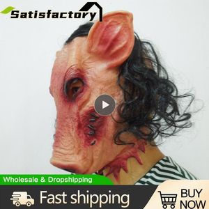 Feestmaskers 1 ~ 10 stcs Halloween Scary zaagvarken Hoofdmasker Cosplay feest vreselijke dierenmaskers Volledig gezicht latex masker Halloween Party Decoratie 230820