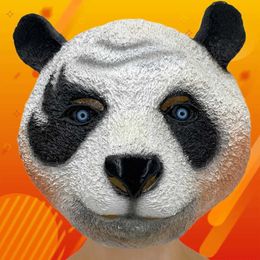 Feestmaskers 1 leuk dier panda hoofdmasker angstaanjagend latex full face spullen halloween kerst rollenspel kostuum feest rekwisieten q240508