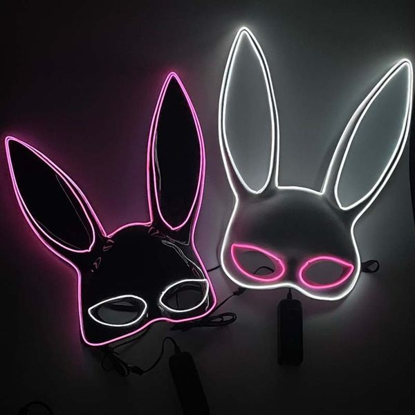 Masques de fête 1 PC Halloween Adulte Sexy LED Masques Visage Colplay Light Up Hommes Femmes Drôle Masque Glowing in Dark Costume Fournitures 230706