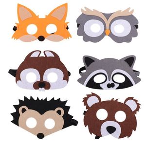 Masques de fête 10 pcs visage animal dessin animé jungle feutre masque pour forêt thème Halloween costumes fournitures 220920