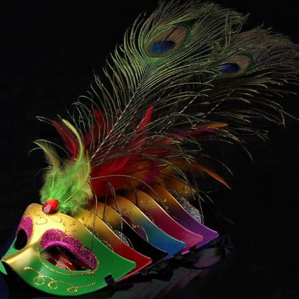 Maschere per feste 10 pezzi Piume Mardi Gras per adulti Uomini Donne Ragazze Costume Maschera per Masquerade Festival Matrimonio Compleanno Halloween 220920