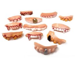 Party Masks 12pcSet Halloween Prank Toys Simulation Rotten Teeth Vampire Denture Masquerade Cosplay Fake Trick PropS5170166