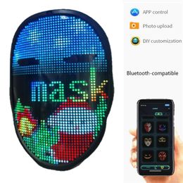 Masques de fête 1PC Bluetoothcompatible Masque d'Halloween LED Carnaval lumineux 220823