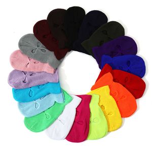 Máscaras de fiesta 20 colores 3 agujeros Máscara facial completa Gorro de esquí Gorro de invierno Esquí Snowboard A prueba de viento Ciclismo Pasamontañas Motocicleta Máscaras faciales Q66