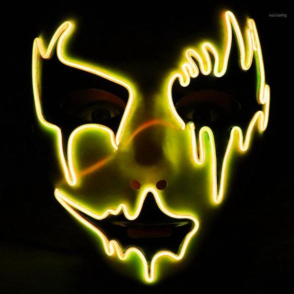 Máscaras de fiesta 2021 Máscara de Halloween Decoración LED brillante Papel intermitente Juego de baile Festival Costo1
