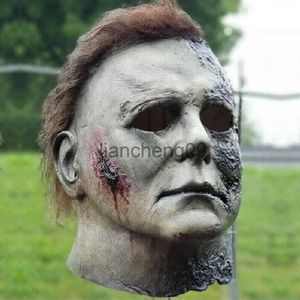 Masques de fête 2021 Michael Myers Masque Cosplay Horreur Halloween Tue Bloody Demon Killer Latex Casque Party Carnaval Costume Props x0907