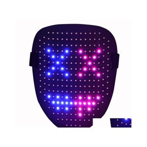 Máscaras de fiesta 2022 Máscara LED de Halloween Luminosa 25 Imágenes dinámicas Imágenes fijas Cambio de cara Barras de baile de inducción Atmósfera Accesorios DHB4P