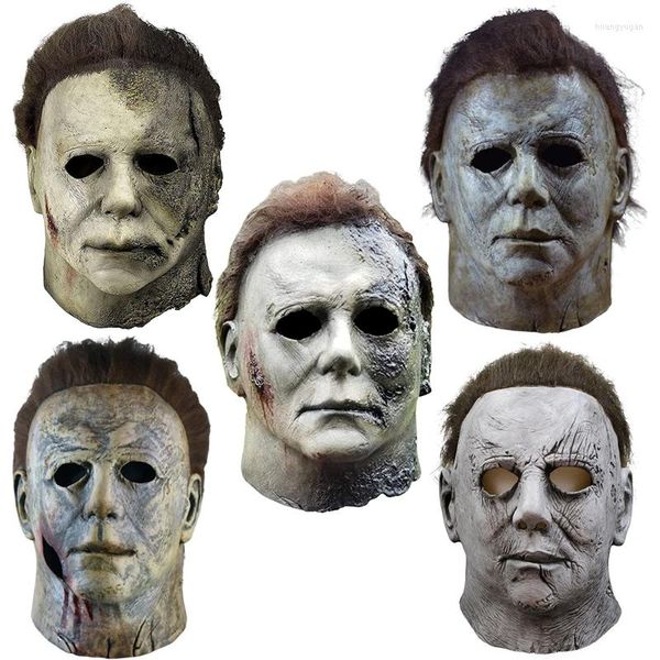 Mascaras de fiesta 2022 Michael Myers Halloween Horror Cosplay Disfraz de látex Props de látex PARA LA GRIS ADULTA