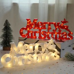 Masques de fête 2023 Articles de décoration de Noël Accessoires de guirlande Joyeux veilleuse Lettre tridimensionnelle Lampes LED 231204