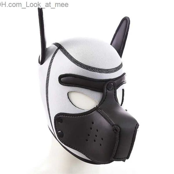 Masques de fête 2023 Nouveau unisexe sexy chiot masques cosplay costumes éponge bouche ouverte trou chien couvre-chef masque complet capuche pour la fête d'Halloween Q231009