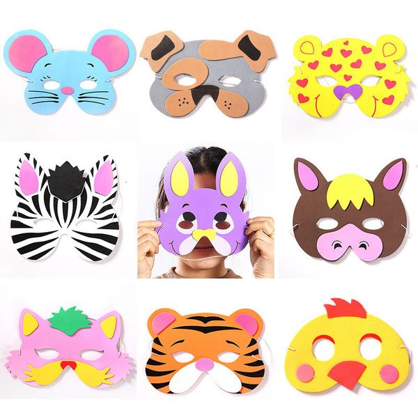 Máscaras de fiesta 20 unids Máscara de animales de dibujos animados Po Props Niños Decoración de cumpleaños Jungle Safari Theme Zoo Suministros Niños Cosplay Dress-Up 230216